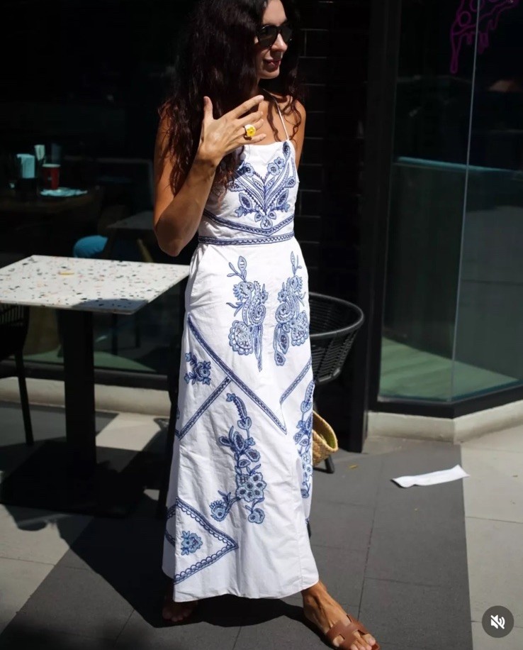 NWT ZARA FW24 ZW COLLECTION EMBROIDERED MIDI DRESS BLUE WHITE 5107/259 Size  L | eBay