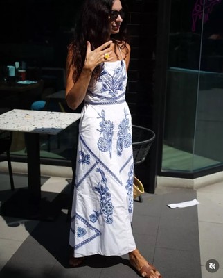 NWT ZARA FW24 ZW COLLECTION EMBROIDERED MIDI DRESS BLUE WHITE 5107/259 Size  L | eBay