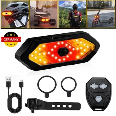 MARKENLOS Fahrrad Blinker,LED Bicycle Rear Signal Light mit Fernbedienung 5 Modi USB IPX4