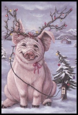 Christmas Greeting Card - Joy Campbell - Pig - LT0010