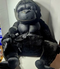 Large 22" Black Gorilla Mom & Baby Stuffed Animal Very Soft and Fuzzy New