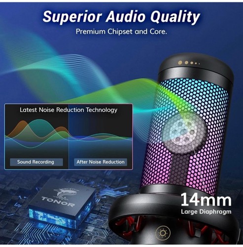 TONOR TC310 Gamingowy mikrofon USB z pojemnościowym mikrofonem RGB PC do PC / Mac / PS4 / PS5 - Zdjęcie 3 z 11