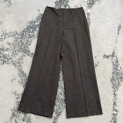 Linda Allard Ellen Tracy Wool Blend Pants Womens 8 Brown Wide Leg Trouser