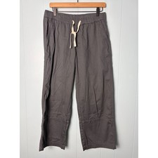 Pact Organic Cotton Wide Leg Cropped Pants Gray Drawstring Elastic Waist Medium