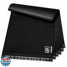POLYSELLS 200 pcs 6x9 Inches Black Poly Mailers Shipping Envelopes, Strong Ad