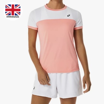 Asics Damen METARUN T-Shirt M Guave Weiß Slim Fit Running Gym Top Leicht