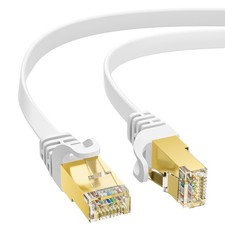 2FT Cat 7 Flat Ethernet Cable 10Gbps High Speed Internet Patch Cord White Set