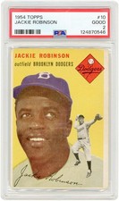 Jackie Robinson Brooklyn Dodgers 1954 Topps #10 PSA Authenticated 2 Card