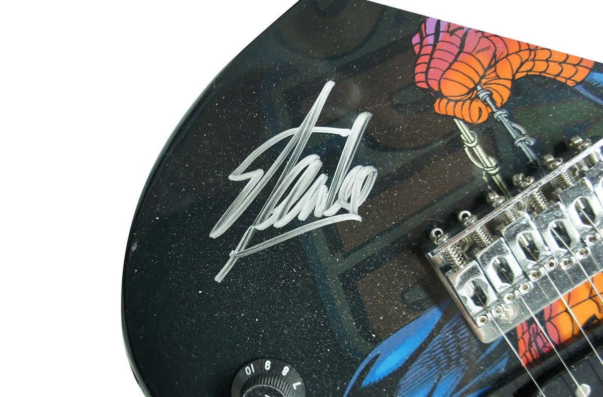 Stan Lee Signed Peavey Marvel Spiderman 3/4 Size Electric Guitar