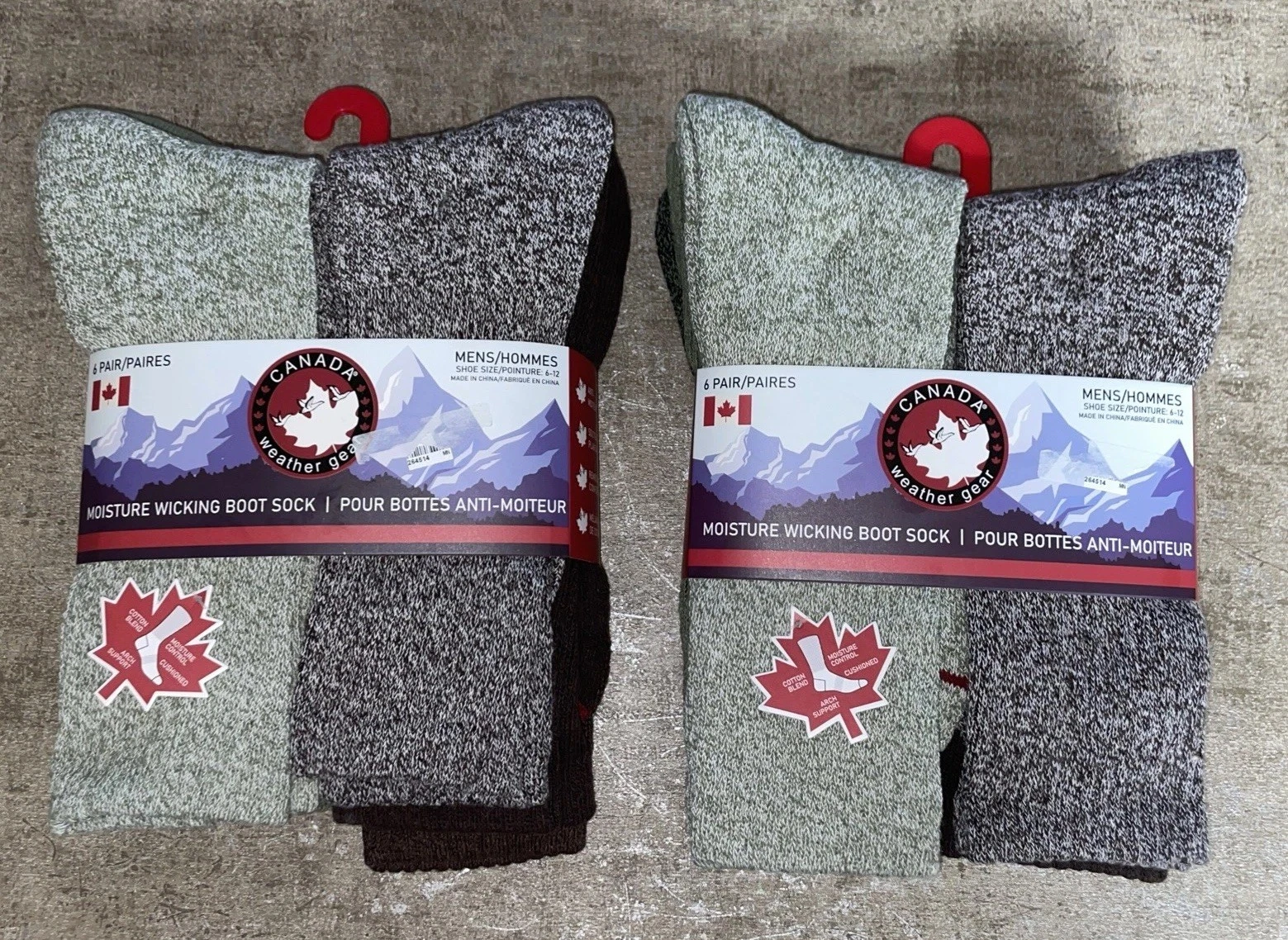 Canada Weather Gear Men’s Moisture Wicking Boot Socks NWT 12 Pairs Size 6-12