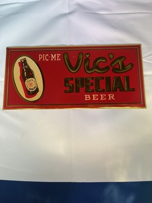 VIC'S SPECIAL BEER TIN LITHO OVER CARDBOARD VERY GOOD CONDITION