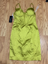 Marciano by Guess Green Satin Sweetheart Bodycon Dress 2 Adjustable Straps Zip