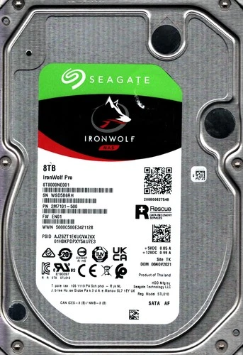 ST8000NE001 P/N: 2M7101-500 F/W: EN01 S/N: WSD5B 8TB NOV 2021 THAILAND SEAGATE