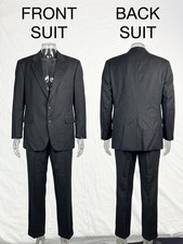     Vintage Tom James Charcoal Herringbone 2 Pc Suit Set 8861-6    