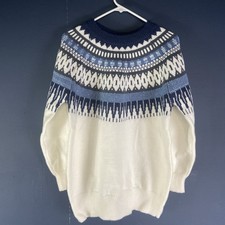 Women s Blue White Knit Pullover Sweater Size XL Unbranded