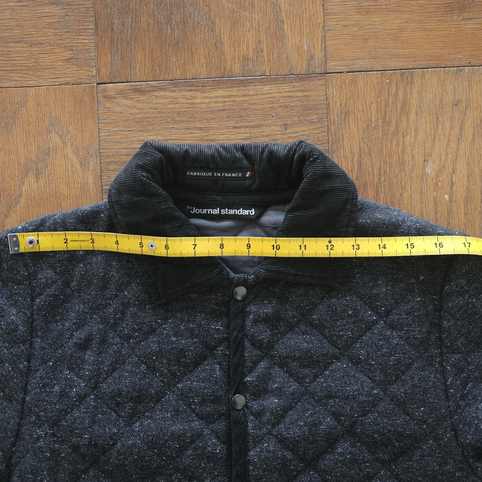 JOURNAL STANDARD Made in France Tweed Wool Blend Quilted Jacket Gray Medium - product detail image 15