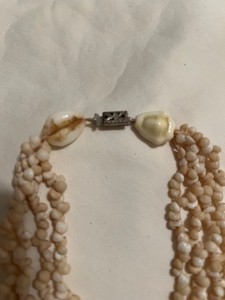 Vintage Hawaiian Shell 16" 4 Strand Lei Necklace with Filigree Clasp