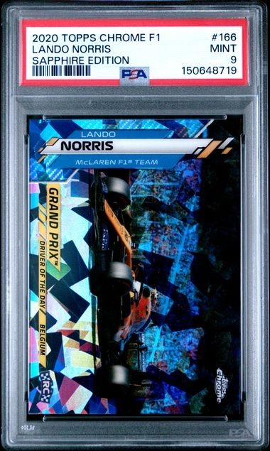 Lando Norris 2020 Topps Chrome F1 SAPPHIRE EDITION #166 PSA 9 MINT RC view 1
