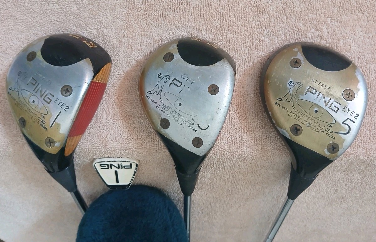 TZ GOLF - VINTAGE RARE Ping Eye 2 Woods 1, 3, & 5 WOODS SET Steel