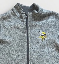 CHAQUETA POLAR CON CREMALLERA COMPLETA MEDIANA 10-12 NFL EQUIPO ROPA USADA EN EXCELENTE ESTADO MINNESOTA VIKINGS JUVENIL