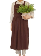 Retro Cotton Linen X-Back Apron Home Kitchen Garden Art Painting Pinafore