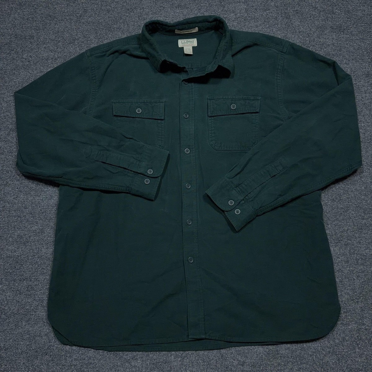 Chemise L.L. Bean Chamois Vert Homme – Taille XL, Boutonnée, Manches Longues, Coton Doux