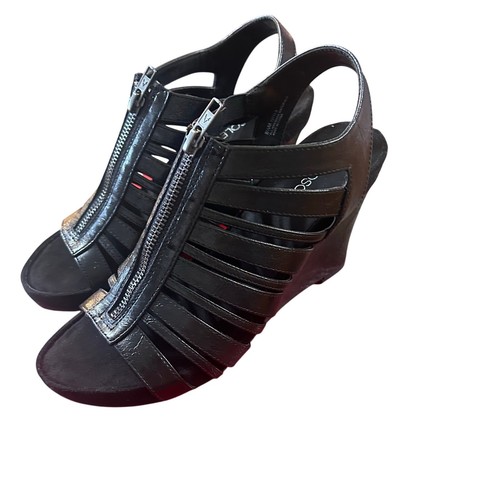 Aerosoles Black Strappy Wedge Sandals Size 8.5 Wide New in Box - Picture 2 of 8
