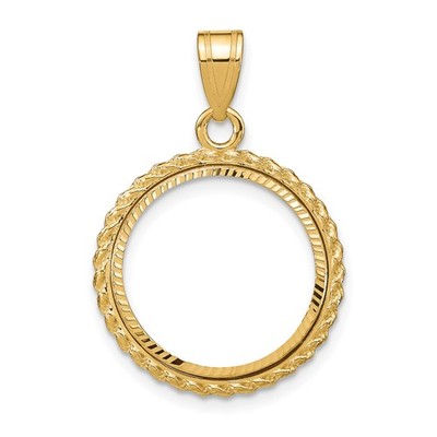 1/10 oz $5 American Gold Eagle Coin Bezel 16.5mm Rope Prong 10k Yellow Gold