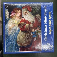 Vintage 1999 Merck Family's Old World Christmas 100 pc Puzzle ANGEL WITH SANTA
