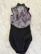 Sansha Leotard Size 2 Fits Like Girls Large Black Zip-up With Colorful Mesh Back