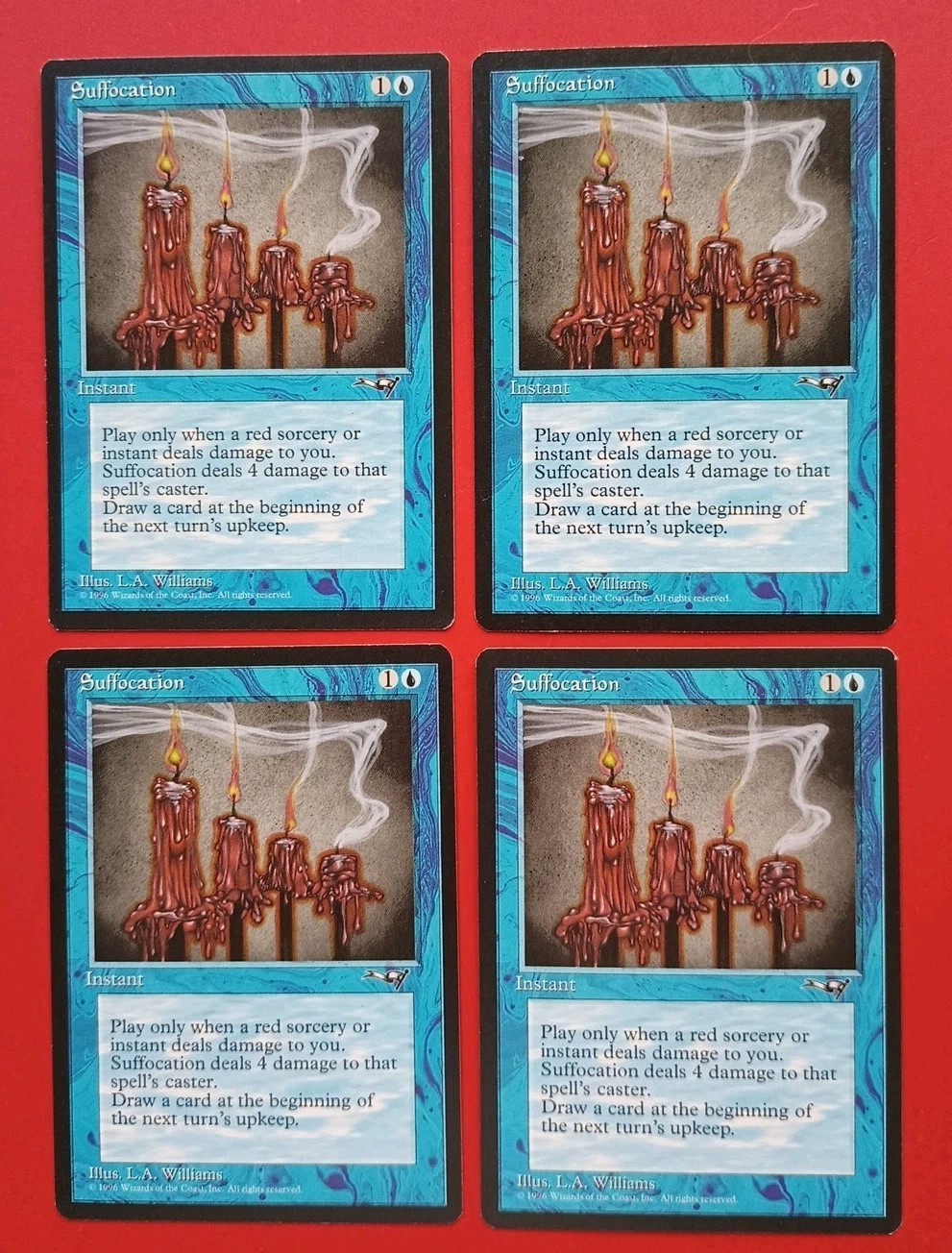 Magic the Gathering MTG Alliances  SUFFOCATION X 4 LP/EX U  1996!