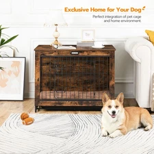 HOOBRO Dog Crate Furniture Dog Kennel Side End Table Wooden Dog House Dog Cage