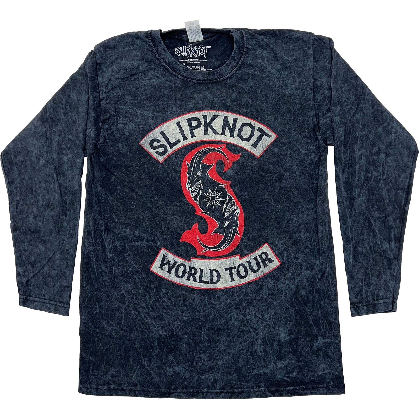 Футболка Slipknot с залатанным логотипом группы, официальная, окрашенная в черный цвет, с длинным рукавом XL Blac