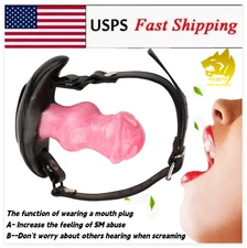 Leather Unisex Bondage Open Mouth Gag Fixation Plug Restraints Slave Flirt