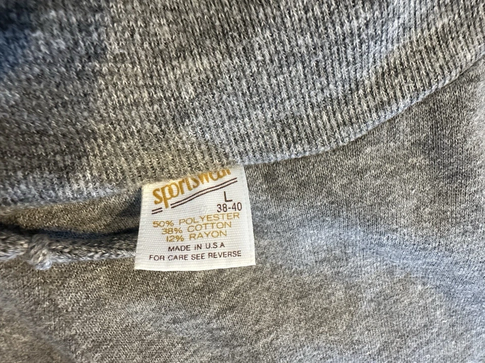 Pantalones deportivos grises vintage tejidos con cordón ropa deportiva mediana polar hechos en EE. UU. Error Foto 2 de 4