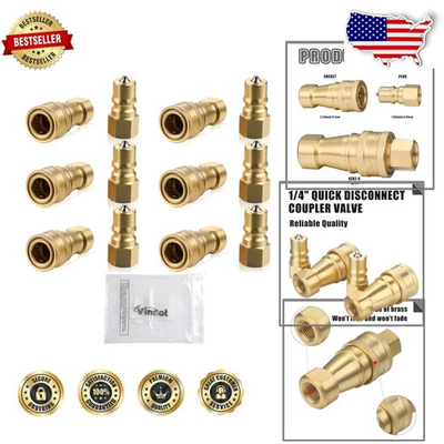 #ad 6pc 1 4quot; NPT Quick Disconnect Couplers 6000 PSI Brass for Carpet Wands $106.96