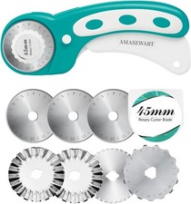 45mm Rotary Cutter for Fabric with 8pcs Rotary Blades, Rolling Fabric Cutter ...