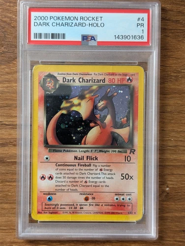 2000 Pokemon Team Rocket Unlimited PSA 1 Dark Charizard Holo 21 WOTC FRESH GRADE