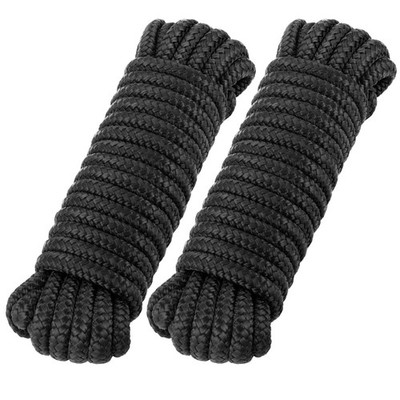 Premium Marine-Grade Dock Lines - 2 Pack 3/8'' x 25' Strength-Tested Double Br...