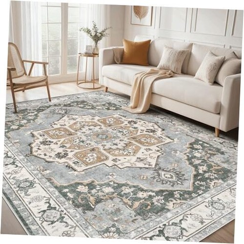 Washable 9x12 Area Rugs for Living Room Vintage Distressed 9' x 12