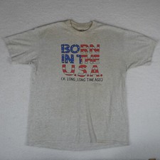 Vintage Born In The USA T-Shirt Men Size XL Heather Gray Made in USA Spring Ford