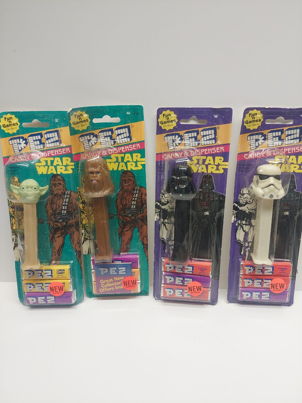 Star Wars 1997 Unopened Pez Dispensers New on Card. YODA, Darth Vader
