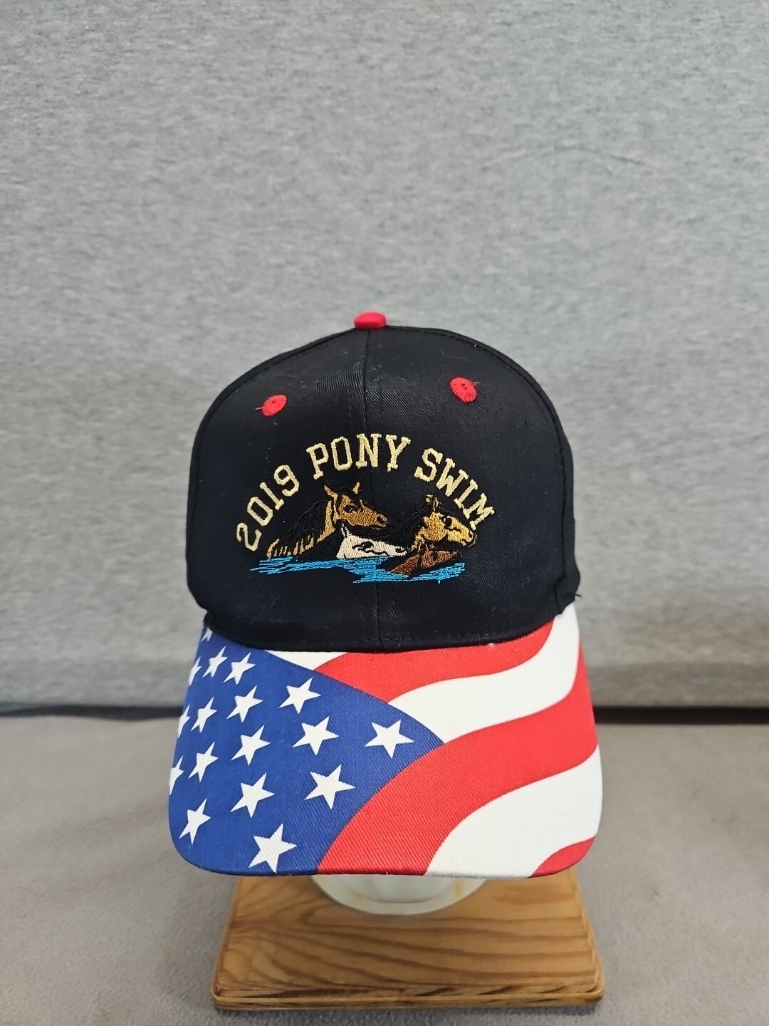 Cappello Pony Swim 2019 Nero Bandiera USA Regolabile (T6)