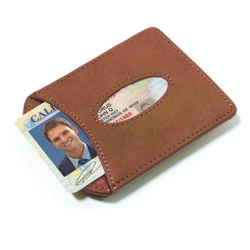 Storus Smart Money Clip Card Holder Slim Minimalist Wallet for Men Gift - Cognac - Picture 3 of 3
