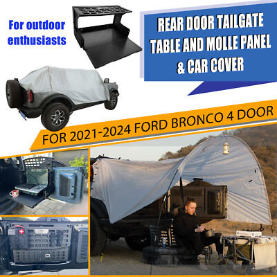 Tailgate Table and Molle Panel Car Cover For Ford Bronco 4 Door 2021-2024