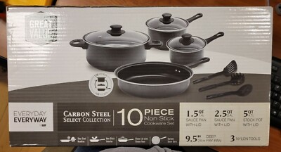Everyday Everyway 10 Piece Carbon Steel Select Collection Cookware - Brand New!