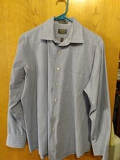 Arrow Wrinkle Free Dress Shirt Men's SZ 16, 34/35 Blue Plaid Long Sleeve NICE