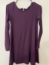 EXPRESS Lightweight Long Sleeve Stretch Fit & Flare Dress Woman's Size S Maroon