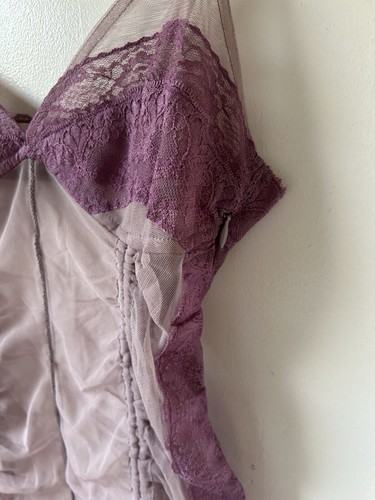 Urban Outfitters Purple Lilac Marina Sheer Ruched Mini Dress Size XS - Picture 9 of 16