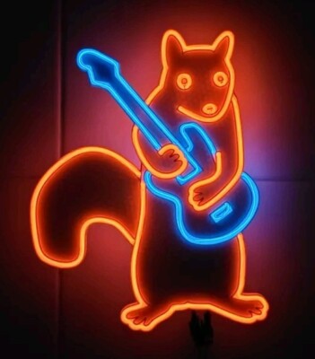 Neon sign Squirrel Guitar Chipmunk Music Cat Rock led Lamp Pub Music gift Bar 